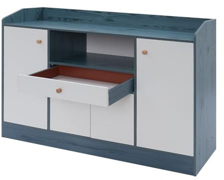 Küchenschrank, 110x30x80cm Kaffeebar-Schrank, Kommode Sideboard Anrichte Schrank, 4 Türen 1 Schublade, Küchenlagerschrank, Lagerschrank Sideboard (Blau)