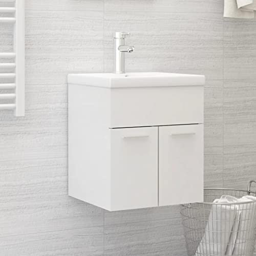 UJCHVHN Articulo de fregadero blanco brillante 41 x 38,5 x 46 cm, madera de ingeniería, juegos de muebles de baño