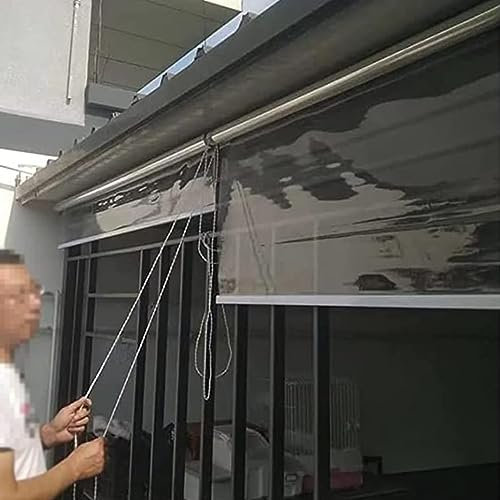 Transparenter PVC-Rollschirm, wasserdichter Balkonvorhang, Pergola-Jalousien, Fensterrollo mit festem Haken, Größe (85 x 150 cm) – perfekt als Regenschutz