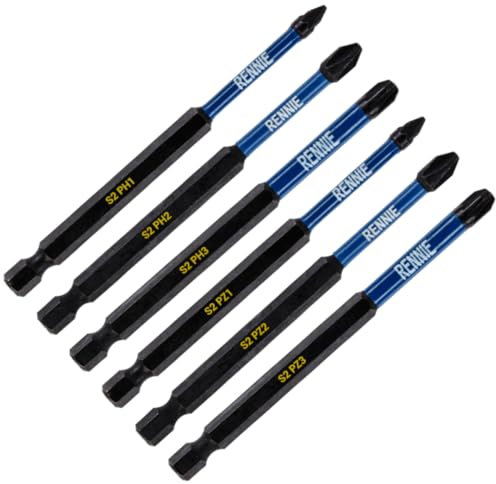 6 Pack x 89mm Long PZ1 PZ2 PZ3 PH1 PH2 PH3 Impact Screwdriver Driver Bits Set. Heavy Duty PoziDriv POZI NO.1 No.2 No.3 Magnetic Screwdriver Bit Set. Pozi + Phillips Impact Driver Bits