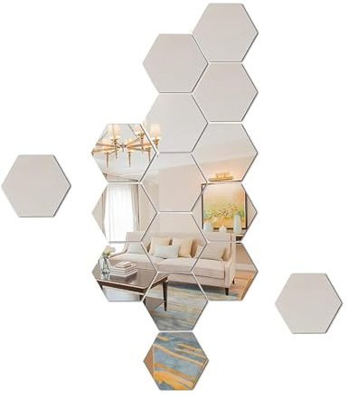yufana 24 Pezzi Specchio Adesivo Esagonale Acrilico, Decorazioni Camera Da Letto, Soggiorno, Muro