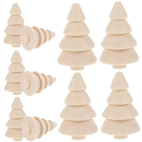 Housoutil 10piezas Árboles De Navidad De Madera Natural Diy Manualidades De Madera Sin Terminar Adornos De Navidad Para Bricolaje Para Decoración De Hogar