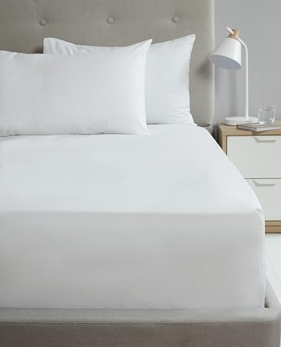 Rapport Home Double Fitted Sheet White Percale Bed Sheet