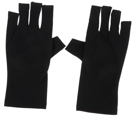 DINHEAROM UV Schutz Handschuhe Fingerlos für Gel Maniküre Kurze Schwarze Anti UV Schutzhandschuhe für Nagelstudio Hautschonend Atmungsaktiv Maniküre Zubehör