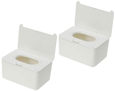ZUNOXAZ Feuchttuchbehälter in Weiß 2 Stück-pack aus Kunststoff mit Kompakter Wiederverwendbarer Kasten für Babyfeuchttücher für Wohnzimmer und Innenräume
