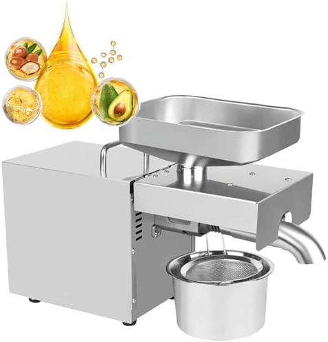 LADECNERHT 610w Electric Automatic Oil Press Machine Kitchen Oil Press Machine Automatic Cold& Hot Electric Oil Press E-xtractor for Pressing Peanut, Sesame Seeds, Walnut, Almond, Pumpkin, Rapeseed