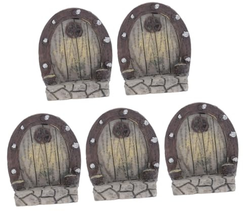 Didiseaon 5pcs Miniature Resin Garden Doors Realistic Simulation Wood Gate Decorations for Indoor Outdoor Micro Landscapes Lightweight Gardening Ornaments for Flower Pots and Terrarium Decor