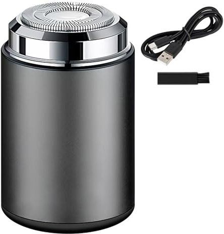 Mini Portable Electric Shaver Mini Shaver USB Rechargeable Waterproof Shaver Beard Trimmer Portable Electric Rotary Men's Razor for Home Car Travel (Gray)