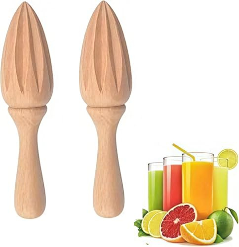 2Pcs Wooden Citrus Juicer - Handheld Manual Lemon/Orange Reamer | Portable Fruit Squeezer Tool for Home, Cafe and Bar,Kitchen Utensils, Bartender Accessories