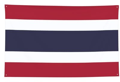 Bandera de Tailandia impresa con cuatro agujeros decorados, bordes cosidos, para decoración de pared de oficina y hogar