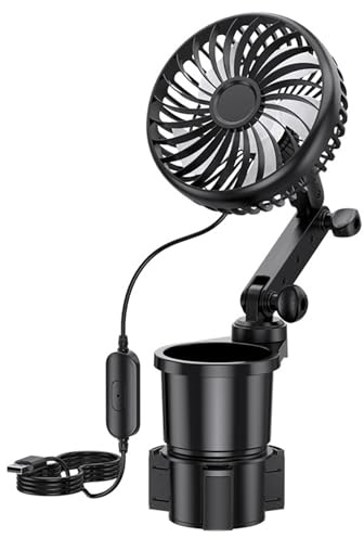 Mekalero USB Fan Cup Holder Expander Angles Adjustable Car Cup Holder with Fan USB Power and 3 Speeds for Car Trucks SUVs