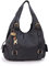 Catwalk Collection Handbags - Damen Leder Schultertasche - Handtasche Groß - Hobo Bag mit Viele Fächer - Alex- Schwarz