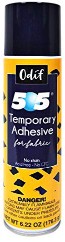 505 Spray Adhésif temporaire pour tissu.
