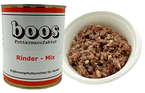 Boos Rinder-Mix Menü 2 x 800g Dosen (insg. 1,6kg) Hundefutter, Nassfutter, Rinderpansen, Rinderkehlkopf, Rindfleisch