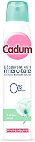 Cadum - Déodorant Femme Atomiseur Micro Talc Fraîcheur Coton Efficacité 48h - 200 ml