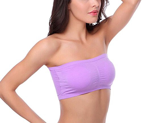 HOEREV, reggiseno a fascia, con imbottitura rimovibile, senza cuciture Purple S