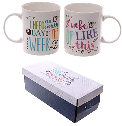 Set regalo di due Tazze mug cuolazione in ceramica con Slogan COFFE BY Jack Smith