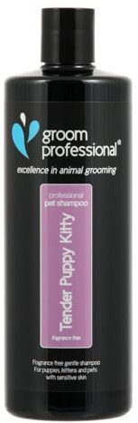 GROOM PROFESSIONAL Tender Puppy Kitty Shampoo – Sanft und reißfrei für empfindliche Haut – Tiefenreinigung & lindert juckende Haut – hypoallergen und beruhigend für Welpen und Kätzchen – parfümfrei