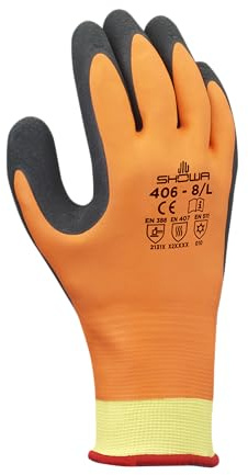 SHOWA 406, Latex, Latexschaum – Beschichtung, Kälte, Orange / schwarz, 8/L