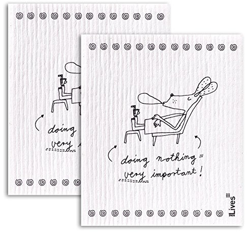 NineLives Spültuch Doing nothing... (2er-Set) für Geschirr, Küche, Bad | Schwammtuch, Putzlappen