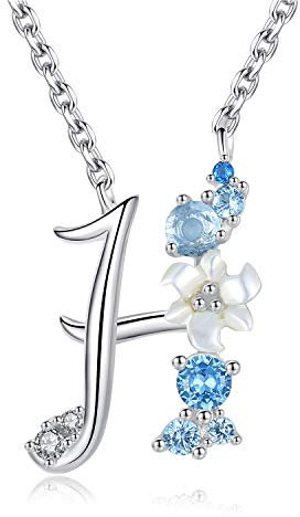 VIKI LYNN Initiale Halskette Anhänger Buchstabe H Alphabet Schmuck 925 Sterling Silber und Zirkonia Anfangsbuchstaben Personalisierte Geschenke für Mädchen Frauen Herren Damen
