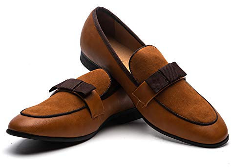 JITAI Zapatos de Cuero para Hombres Patrón de impresión Vestido para Hombres Zapatos holgazán Slip-on Informal Loafer Smoking Slipper, Marrón 06, 43 EU (10 UK)