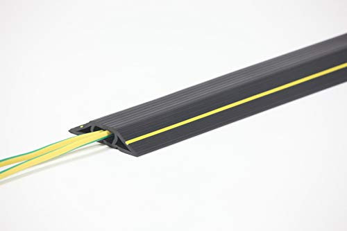 The Ramp People 9m Floor Cable Protector - Black and Yellow - Channel Size: 20mm x 10mm - Pedestrian Cable Tidy