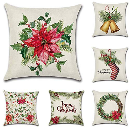 JOTOM Weihnachten Kissenbezug Weihnachtsdeko Deko Tannenbaum Christbaum Kissen Modern Kissenhülle Sofakissen Wurfkissen für Wohnzimmer Sofa Büro Outdoor Cafe 45x45cm Set (Weihnachten B)