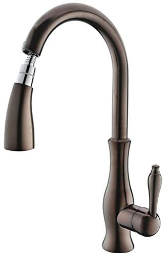 Wanym Robinet de cuisine noir en bronze huilé, évier ancien à pivotement à 360 °, Mitigeur de cuisine froid et chaud Mélangeur de cuisine