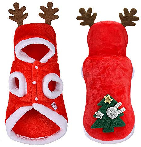Weihnachten Hunde-Bekleidung Kleine Hunde Santa Anzug für Mops Chihuahua Yorkshire Haustier-Katzen-Kleidung Jacken-Mantel-Haustier-Kostüm(S)