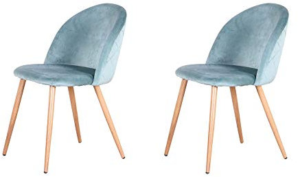 GrandCA HOME Lot de 2 Chaises de Salle à Manger en Velours, Chaises de Cuisine avec Coussin de Siège en Velours Doux, Chaises de Salle à Manger Latérales Rembourrées pour Salon, Vert