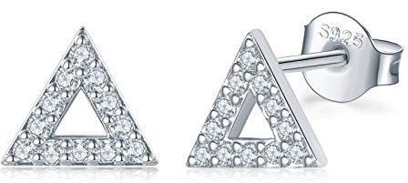 Shuxin Silber Damen Ohrstecker Ohrringe, 925 Sterling Silber Geometrie Ohrstecker Ohrringe, 8mm Gold Dreieck Ohrstecker Ohrringe, Unisex Klein Schlafen Knorpel Ohrstecker für Frauen Mädchen