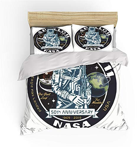 NICHIYO NASA Bettwäsche-Set – Bettbezug und Kissenbezug, Mikrofaser, 3D-Digitaldruck, dreiteilige Bettwäsche (Bettbezug + Kissenbezüge) (6, Einzelbett 135 x 200 cm)