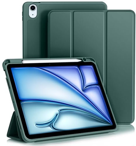Vobafe Hülle für iPad Air 11 Zoll 2025/2024 M3/M2, iPad Air 5 4 Generation(2022/2020, 10,9 Zoll,5./4.), Flexibler TPU-Rückdecke mit mit Stifthalter, Auto Schlafen/Wachen, Kiefern Grün