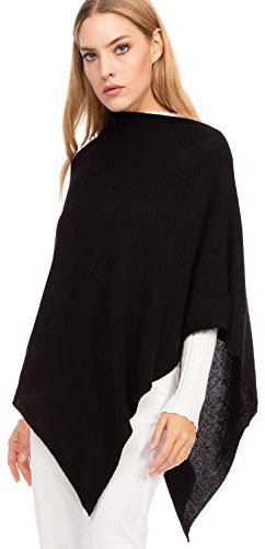 Marine Cashmere - Poncho aus Kaschmir-Mischgewebe für Damen, zart und weich, aus Kaschmir (Schwarz)