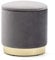 HNNHOME 37cm Round Velvet Ottoman Storage Box with Lid, Pouffe Seat Chair, Living Room Footstool, Bedroom Dresing Stool with Gold Plating Base (Grey)