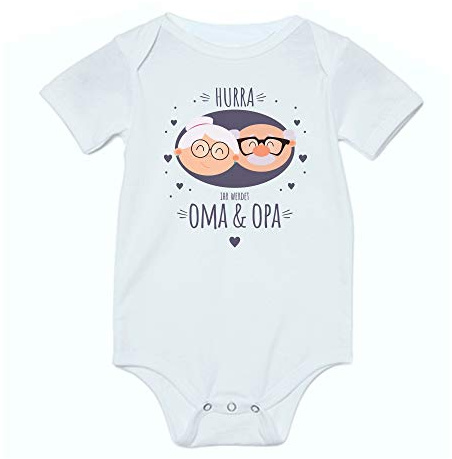 4youDesign Baby BODY -Hurra Du wirst Oma/Opa- kurzarm Jungen & Mädchen 100% Baumwolle - Geschenk für werdende Großeltern – Schwangerschaft verkündigen ankündigen