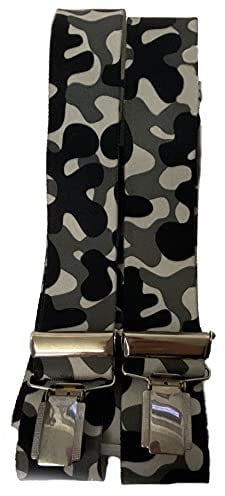EDERER US ARMY Hosenträge CAMOUFLAGE im USA Military Bundesheer Design - 35mm Breit in H-Form mit 4 extra starken Clips Austria/US Army grau ST-043