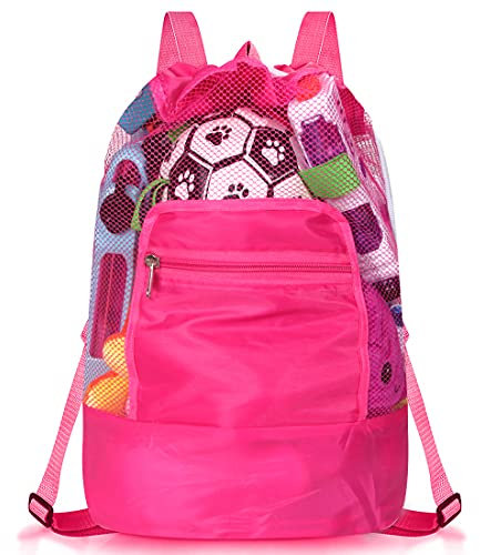 O-Kinee Bolsa Playa Plegable, Mochila de Malla para Niños, Almacenamiento para al Aire Libre Natación Piscina Viajes Toallas Juguetes