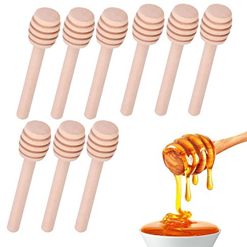 Spargimiele Legno Piccoli,50 Pezzi Bastoncino per Miele 8cm, Cucchiaini Bastoncini Miele Legno Piccoli,Bastoncini in Legno per Vaso di Miele Jar,Cucchiai per Miele per Piovigginoso