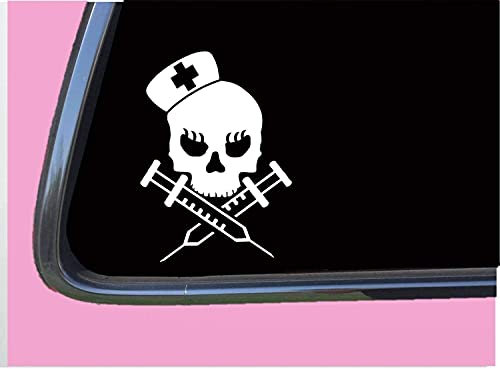 myrockshirt Krankenschwester Totenkopf Skull 20cm Aufkleber Autoaufkleber Sticker ohne Hintergrund Auto PKW Lack Scheibe