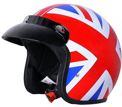 Zorax ZOR-604 Union Jack L (59-60cm) Scooter Motorcycle Motorbike Open Face Crash Jet Helmet for Men Women Road Legal ECE2206