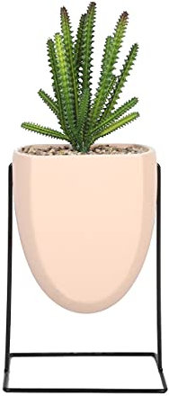 Sleepdown Halo Green Leaf Pink Stand Artificial Faux Plant for Home Office Bathroom Decor Indoor Decoration Aesthetics, Medium