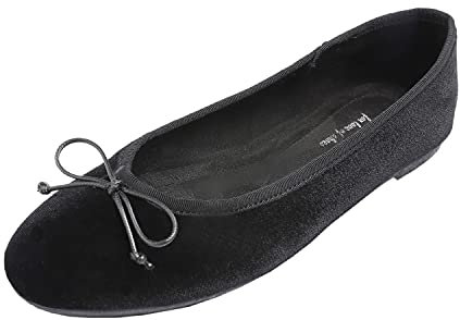 Feversole Women's Suede Macaroon Colorful Memory Foam Cushion Ballet Flat Black Velvet Size 6