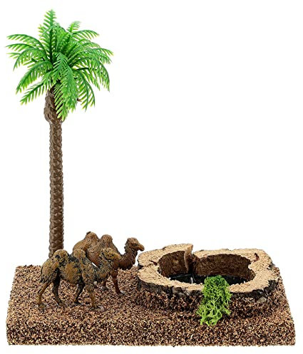 Holyart Oasi con cammelli e Palma 8 cm ambientazione presepe