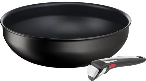 Tefal Ingenio Poêle Wok 28 cm + poignée amovible, Induction, Revêtement antiadhésif, Indicateur démarrage de cuisson, Empilable, Compatible lave-vaisselle, Fabriqué en France, Eco Resist On L7679102