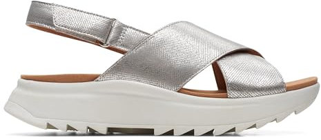 Clarks Femme DashLite Wish Sandales, Silver Metallic, 39 EU