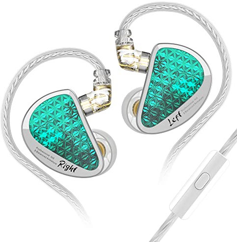 LINSOUL KZ AS16 Pro 16BA Balanced Armature Drivers Earphones HiFi Bass In Ear Monitor Earphones with Detachable 0.75mm 2 pin Cable (Cyan, with Mic)