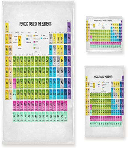 Periodensystem der Elemente, Badetuch-Set, 3-teilig, saugfähige Handtücher, 1 Badetuch + 1 Handtuch + 1 Waschlappen, superweiche Mehrzweck-Handtücher, 3er-Set für Badezimmer, Hotel, Küche,