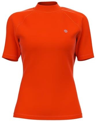 HDTIYUYP Rash Vest Womens UPF - Swim Shirts Short Sleeve Ladies UV Swim Top Rash Top Female Surf Top Rash Guard Swim Tee Quickdrying Beach Wear Orange 14